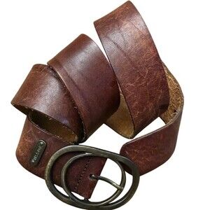 Fossil Brown Genuine Leather Belt Large Double Ring Buckle